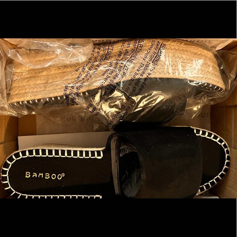 Black wedge sandals